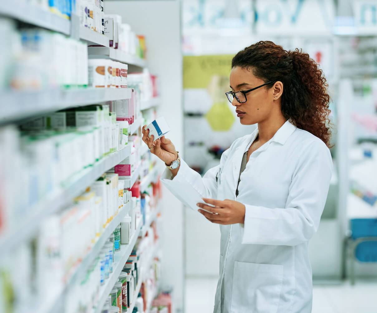 A woman filling a prescription